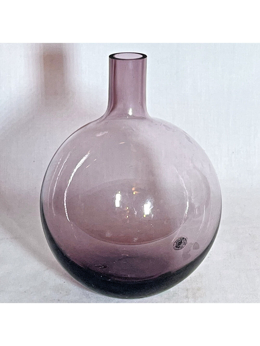 Retired IKEA Modernist Salong Glass 8" Vase Amethyst Purple Hand Blown EUC A